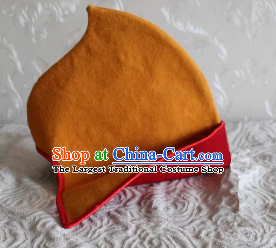 Handmade China Xizang Lama Headwear Traditional Tibetan Monk Woolen Hat