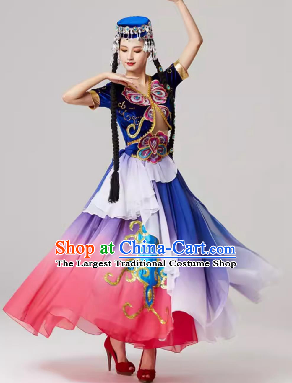 China Xinjiang Dance Clothing Uyghur Minority Performance Costume Hui Dance Dress Ethnic Style Fashion
