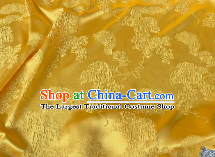Chinese Qipao Fabric China Classical Squirrel Grape Pattern Jacquard Material Traditional Design Ginger Satin