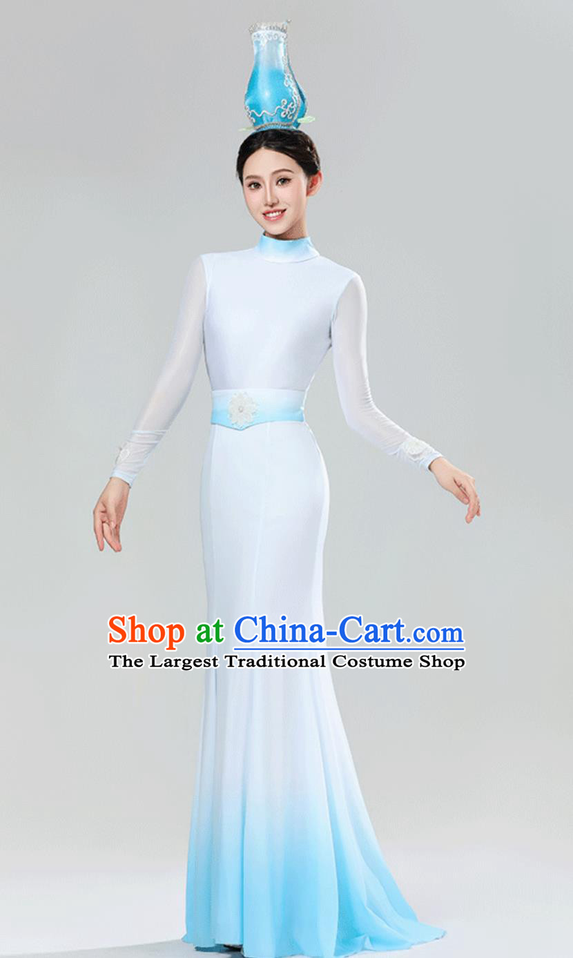 China Spring Festival Gala Performance Dress Modern Dance Costume Porcelain Shadows Women Group Dance Clothing