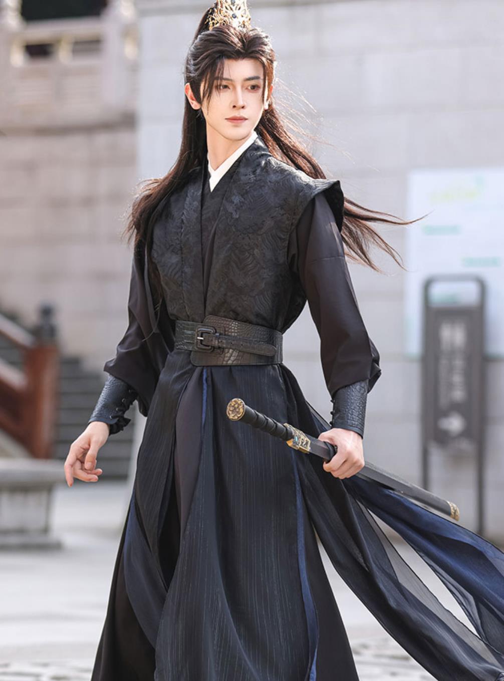 Hanfu Ancient Costume Cosplay Swordsman Black Outfit Chinese Wuxia Knight Clothing