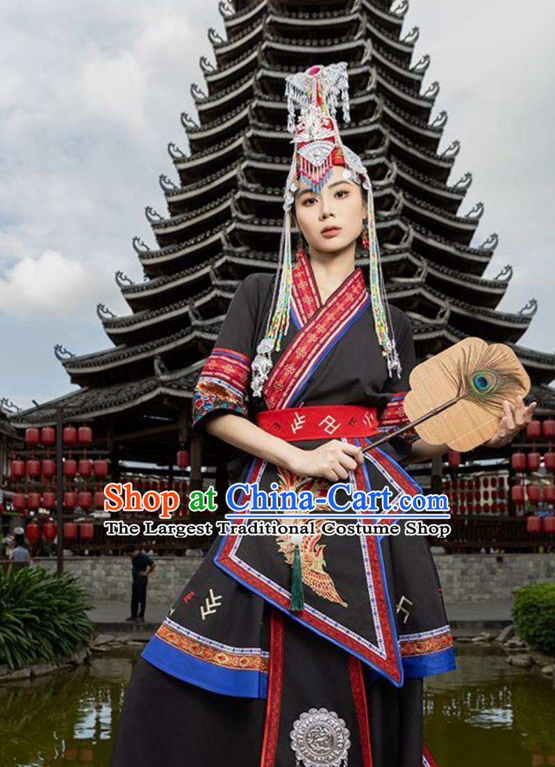 She Ethnic Costume Women Chinese Minority Traditional Embroidered Phoenix Dress Folk Dance Performance Clothing