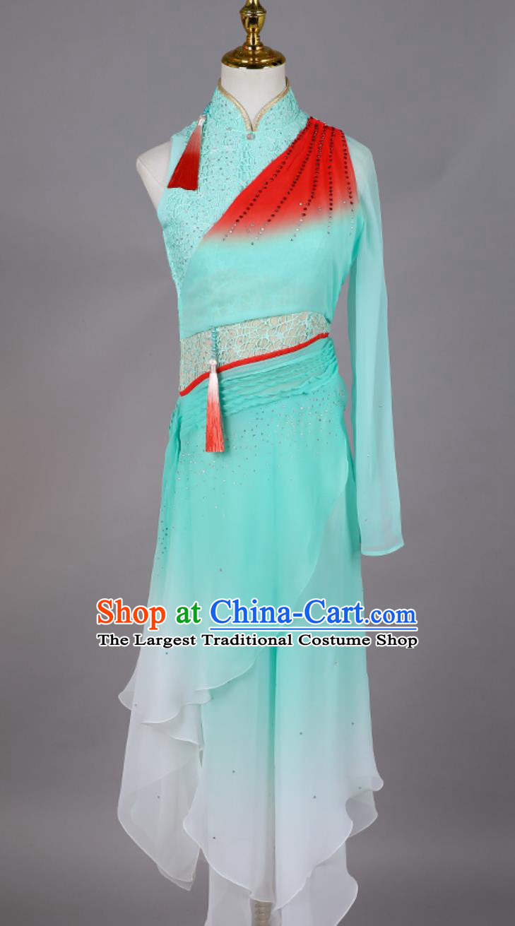 Chinese Dance Drama Heart Tip Costume Taoli Cup Yangko Dance Blue Outfit