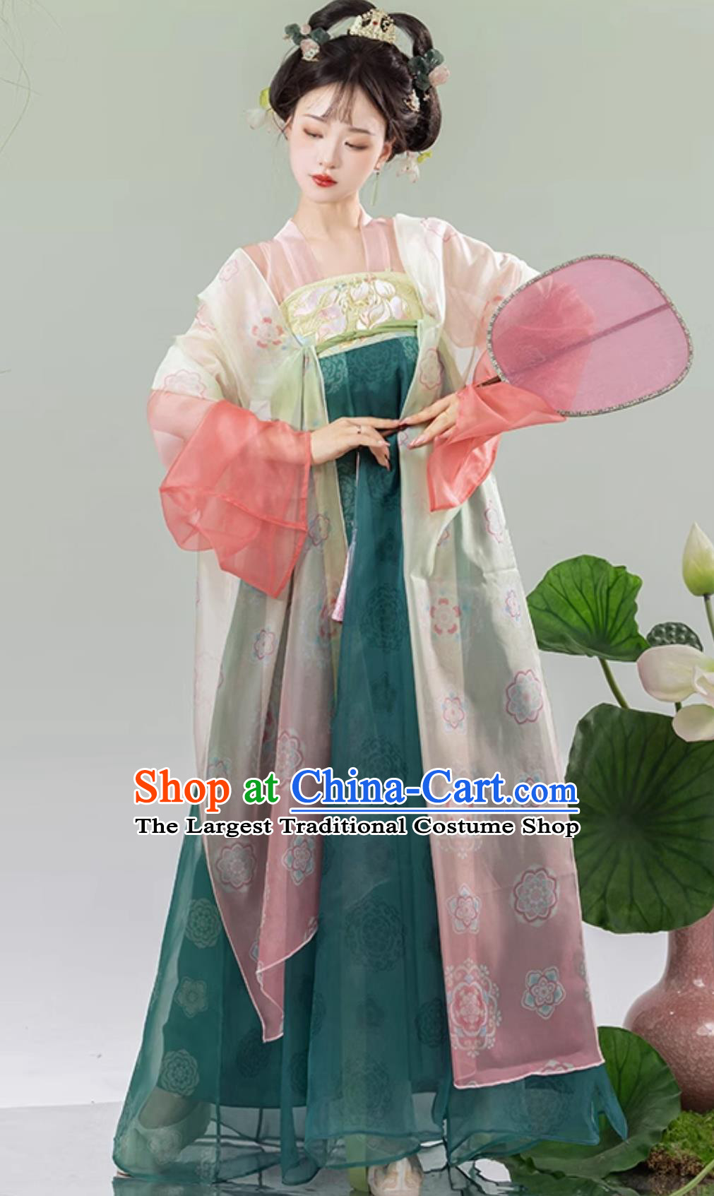 Chinese Tang Dynasty HanFu Dress Lotus Qixiong Ruqun for Girls