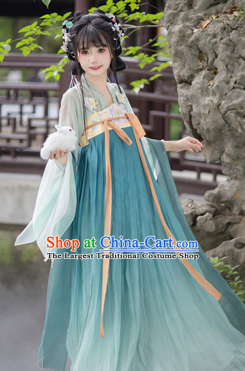 Chinese Hanfu Women Qixiong Ruqun Tang Dynasty Pleated Skirt Traditional Duijin Heavy Embroidery Clothing