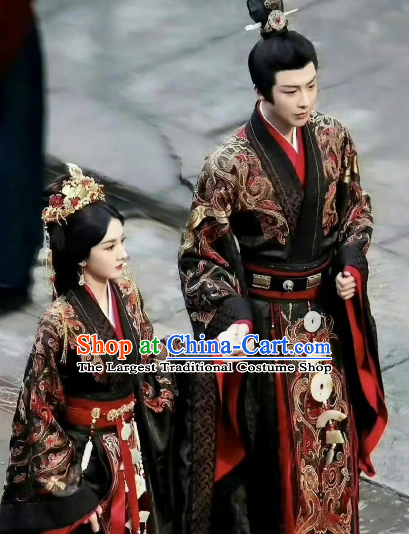 TV Series The Prisoner Of Beauty Wei Zhao and Xiao Qiao Wedding Costumes Traditional Hanfu Dresses Chinese Warring States Time Clothing