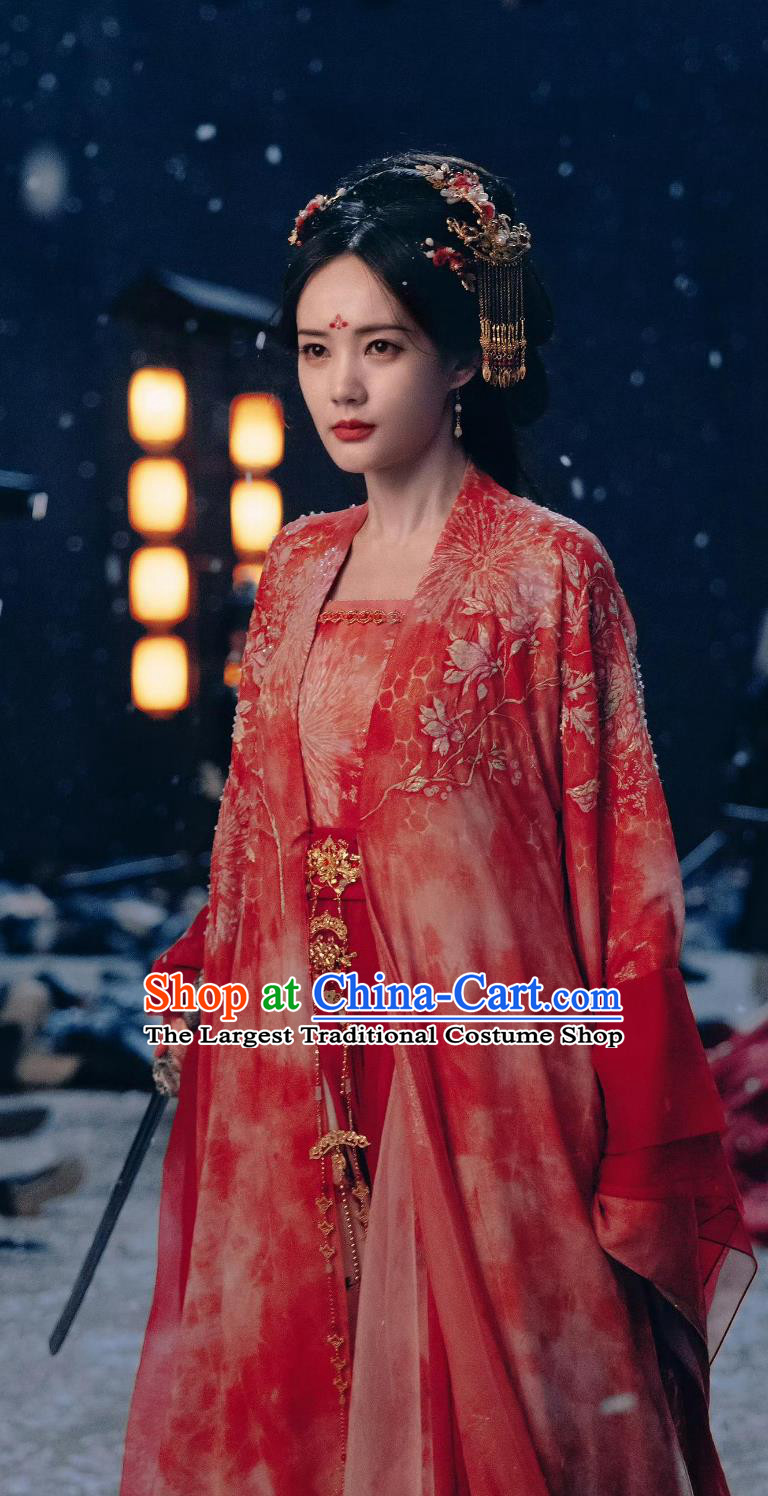 Red Traditional Hanfu Dress Ancient Chinese Noble Lady Clothing TV Series A Dream Within A Dream Song Yi Meng Costume