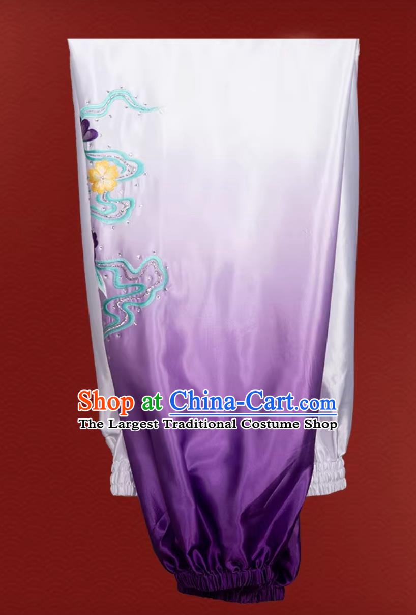 Embroidery Gradient Purple Competition Suit Martial Arts Performance Outfit Tai Chi Costume