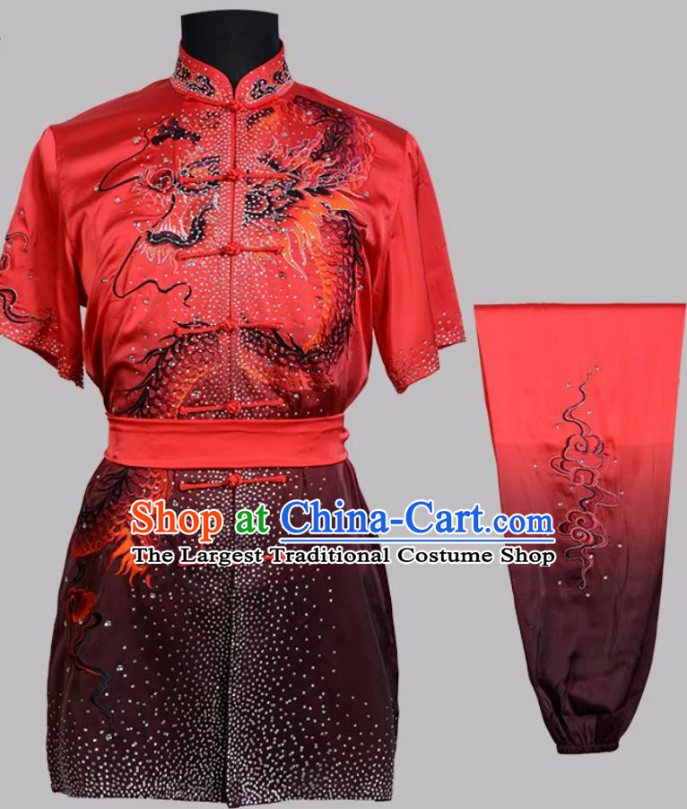 Gradient Color Embroidered Dragon Wushu Uniform Sports Exam Competition Costume Changquan Outfit Gradient Color Embroidered Dragon Wushu Uniform Sports Exam Competition Costume Changquan Outfit
