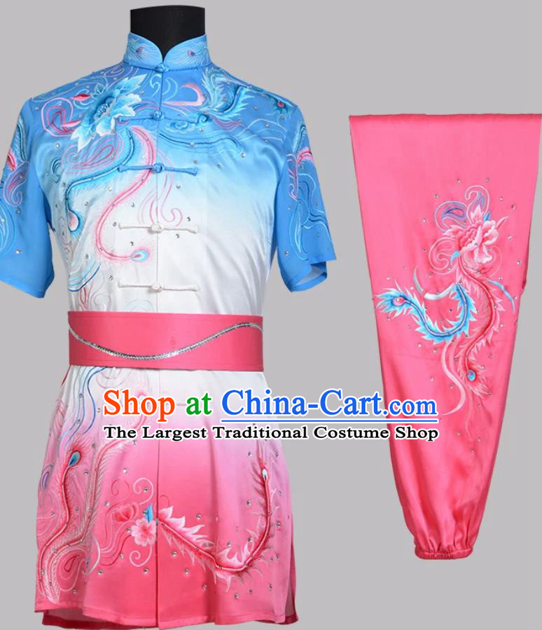 Gradient Embroidered Professional Wushu Competition Costume Changquan Routine Performance Wear Gradient Embroidered Professional Wushu Competition Costume Changquan Routine Performance Wear