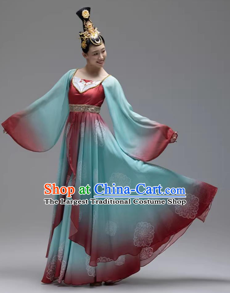 Zui Tai Ping Classical Dance Dress Large Sleeve Hanfu Blue Red Stage Performance Costume